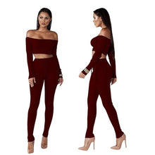 Load image into Gallery viewer, Women Knitted Lounge Wear Sets 2pcs Crop Top Suit Ladies Tracksuit Set Autumn Casual Streetwear Clubwear