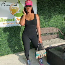 Load image into Gallery viewer, Simenual Ribbed Casual Workout Rompers Womens Jumpsuit Backless Sleeveless Fitness Active Wear Bodycon Fashion Jumpsuits Summer

