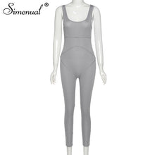 Load image into Gallery viewer, Simenual Ribbed Casual Workout Rompers Womens Jumpsuit Backless Sleeveless Fitness Active Wear Bodycon Fashion Jumpsuits Summer
