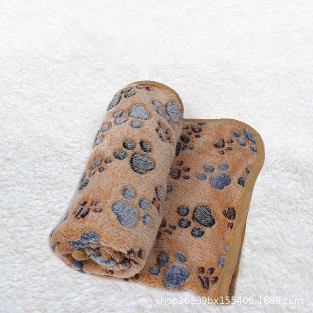 Pet Soft Pet Blanket Winter Dog Cat Bed Mat Foot Print Warm Sleeping Mattress Small Medium Dogs Cats Coral Fleece Pet Supplies