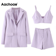 Load image into Gallery viewer, Fashion Three Piece Set Women High Street Solid 3 Piece Set Tops And Shorts Casual Suit Blazer With Sexy Camisole Chic Short
