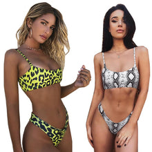 Load image into Gallery viewer, De piel de serpiente Bikini mujeres traje de baño de Bikini Sexy Biquini traje de baño empuja hacia arriba el traje de baño mujer ropa natación Bikini mujeres
