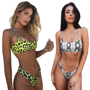 De piel de serpiente Bikini mujeres traje de baño de Bikini Sexy Biquini traje de baño empuja hacia arriba el traje de baño mujer ropa natación Bikini mujeres