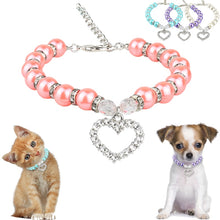 Load image into Gallery viewer, Rhinestone Pet Coller Yavru Köpek Kedi Inci Kolye Evcil Hayvan Aksesuarları Güzel Moda Evcil Köpekler Kediler Yaka
