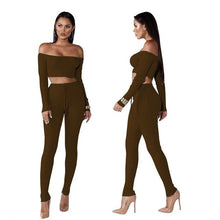 Load image into Gallery viewer, Women Knitted Lounge Wear Sets 2pcs Crop Top  Suit Ladies  Tracksuit Set Autumn Casual Streetwear Clubwear
