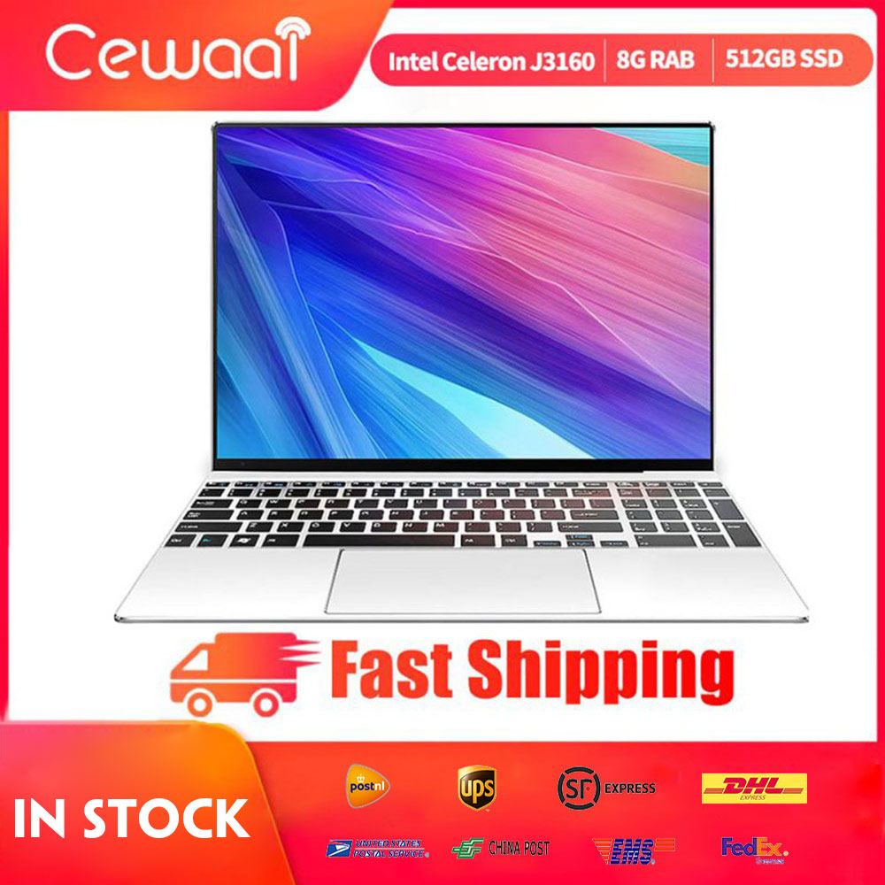 15.6 inch Laptop Intel J3160 8G RAM 512G M.2 SSD Laptop Office/Gaming Computer QUAD CORE Windows 10 OS Ultrabook HDMI 5G WIFI
